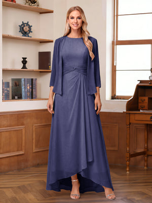 A-Line/Princess Scoop Sleeveless Ankle-Length Mother of the Bride Dresses with Ruched & Jacket