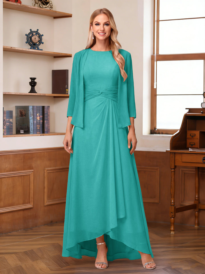 A-Line/Princess Scoop Sleeveless Ankle-Length Mother of the Bride Dresses with Ruched &amp; Jacket