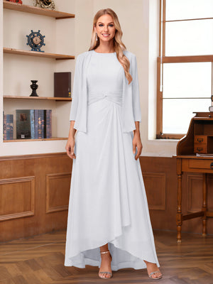 A-Line/Princess Scoop Sleeveless Ankle-Length Mother of the Bride Dresses with Ruched & Jacket