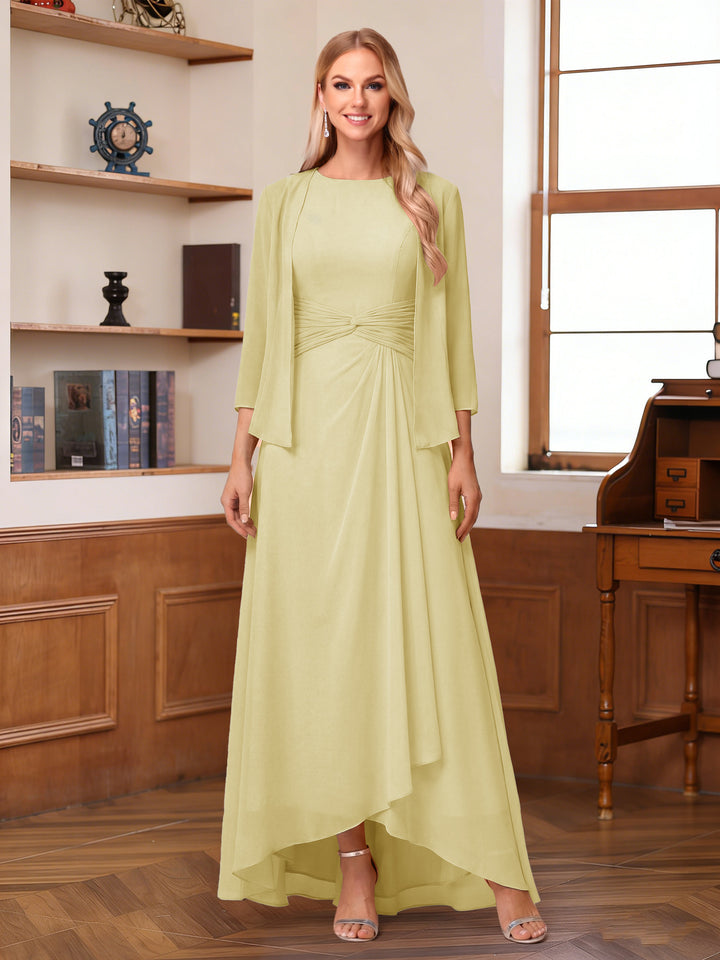 A-Line/Princess Scoop Sleeveless Ankle-Length Mother of the Bride Dresses with Ruched &amp; Jacket