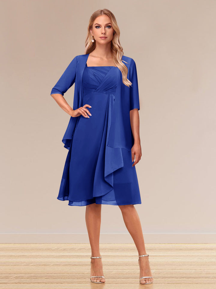 A-Line/Princess Half Sleeves Formal Evening Dresses With Ruffles &amp; Jacket