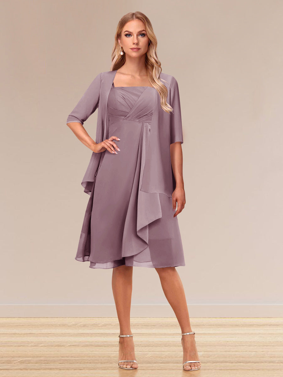 A-Line/Princess Half Sleeves Formal Evening Dresses With Ruffles &amp; Jacket