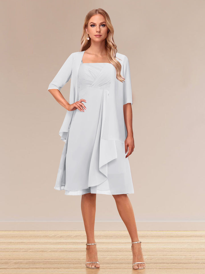 A-Line/Princess Half Sleeves Formal Evening Dresses With Ruffles &amp; Jacket