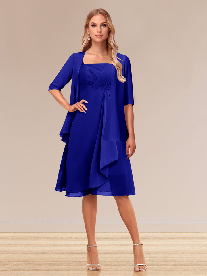 A-Line/Princess Half Sleeves Formal Evening Dresses With Ruffles &amp; Jacket