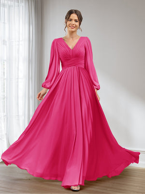 hot pink bridesmaid dresses with sleeves Sexy Hot Pink Feathers Long Bridesmaid Dress QB3102 US2 / As Pic
