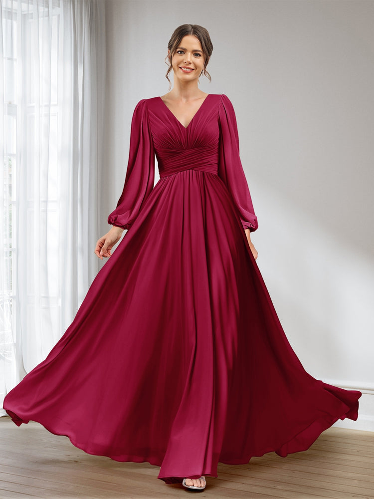 Long sleeve wine bridesmaid dresses outlet