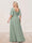 A-Line/Princess V-Neck Half Sleeves Plus Size Bridesmaid Dresses with Split Side