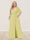 A-Line/Princess V-Neck Half Sleeves Plus Size Bridesmaid Dresses with Split Side