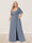 A-Line/Princess V-Neck Half Sleeves Plus Size Bridesmaid Dresses with Split Side