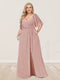 A-Line/Princess V-Neck Half Sleeves Plus Size Bridesmaid Dresses with Split Side
