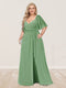 A-Line/Princess V-Neck Half Sleeves Plus Size Bridesmaid Dresses with Split Side