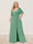 A-Line/Princess V-Neck Half Sleeves Plus Size Bridesmaid Dresses with Split Side