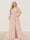 A-Line/Princess V-Neck Half Sleeves Plus Size Bridesmaid Dresses with Split Side