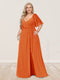 A-Line/Princess V-Neck Half Sleeves Plus Size Bridesmaid Dresses with Split Side