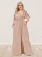 A-Line/Princess V-Neck Half Sleeves Plus Size Bridesmaid Dresses with Split Side