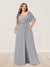 A-Line/Princess V-Neck Half Sleeves Plus Size Bridesmaid Dresses with Split Side
