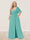 A-Line/Princess V-Neck Half Sleeves Plus Size Bridesmaid Dresses with Split Side