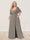 A-Line/Princess V-Neck Half Sleeves Plus Size Bridesmaid Dresses with Split Side