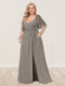 A-Line/Princess V-Neck Half Sleeves Plus Size Bridesmaid Dresses with Split Side