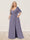 A-Line/Princess V-Neck Half Sleeves Plus Size Bridesmaid Dresses with Split Side