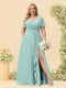 A-Line/Princess V-Neck Sleeveless Chiffon Plus Size Bridesmaid Dresses with Pockets