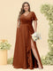 A-Line/Princess V-Neck Sleeveless Chiffon Plus Size Bridesmaid Dresses with Pockets