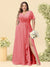 A-Line/Princess V-Neck Sleeveless Chiffon Plus Size Bridesmaid Dresses with Pockets
