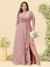 A-Line/Princess V-Neck Sleeveless Chiffon Plus Size Bridesmaid Dresses with Pockets
