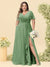 A-Line/Princess V-Neck Sleeveless Chiffon Plus Size Bridesmaid Dresses with Pockets