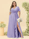 A-Line/Princess V-Neck Sleeveless Chiffon Plus Size Bridesmaid Dresses with Pockets