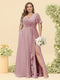 A-Line/Princess V-Neck Sleeveless Chiffon Plus Size Bridesmaid Dresses with Pockets