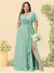 A-Line/Princess V-Neck Sleeveless Chiffon Plus Size Bridesmaid Dresses with Pockets