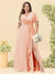 A-Line/Princess V-Neck Sleeveless Chiffon Plus Size Bridesmaid Dresses with Pockets