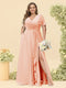 A-Line/Princess V-Neck Sleeveless Chiffon Plus Size Bridesmaid Dresses with Pockets