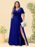 A-Line/Princess V-Neck Sleeveless Chiffon Plus Size Bridesmaid Dresses with Pockets