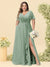 A-Line/Princess V-Neck Sleeveless Chiffon Plus Size Bridesmaid Dresses with Pockets