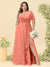A-Line/Princess V-Neck Sleeveless Chiffon Plus Size Bridesmaid Dresses with Pockets