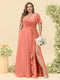 A-Line/Princess V-Neck Sleeveless Chiffon Plus Size Bridesmaid Dresses with Pockets