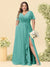A-Line/Princess V-Neck Sleeveless Chiffon Plus Size Bridesmaid Dresses with Pockets