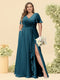 A-Line/Princess V-Neck Sleeveless Chiffon Plus Size Bridesmaid Dresses with Pockets