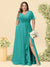 A-Line/Princess V-Neck Sleeveless Chiffon Plus Size Bridesmaid Dresses with Pockets