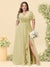 A-Line/Princess V-Neck Sleeveless Chiffon Plus Size Bridesmaid Dresses with Pockets
