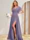 A-Line/Princess V-Neck Long Bridesmaid Dresses with Split Side