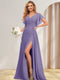 A-Line/Princess V-Neck Long Bridesmaid Dresses with Split Side