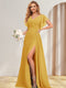 A-Line/Princess V-Neck Long Bridesmaid Dresses with Split Side