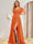 A-Line/Princess V-Neck Long Bridesmaid Dresses with Split Side