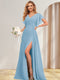 A-Line/Princess V-Neck Long Bridesmaid Dresses with Split Side