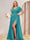 A-Line/Princess V-Neck Long Plus Size Bridesmaid Dresses with Split Side
