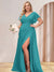 A-Line/Princess V-Neck Long Plus Size Bridesmaid Dresses with Split Side