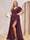 A-Line/Princess V-Neck Long Plus Size Bridesmaid Dresses with Split Side